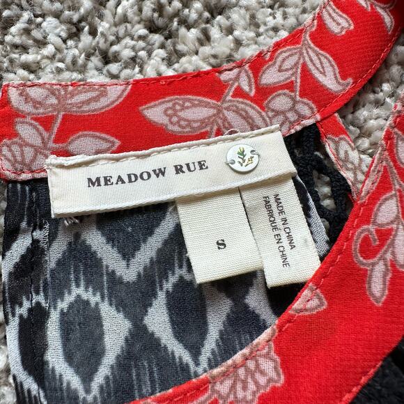 Meadow Rue Anthropologie black, orange and cream floral sleeveless top size S - Picture 7 of 12